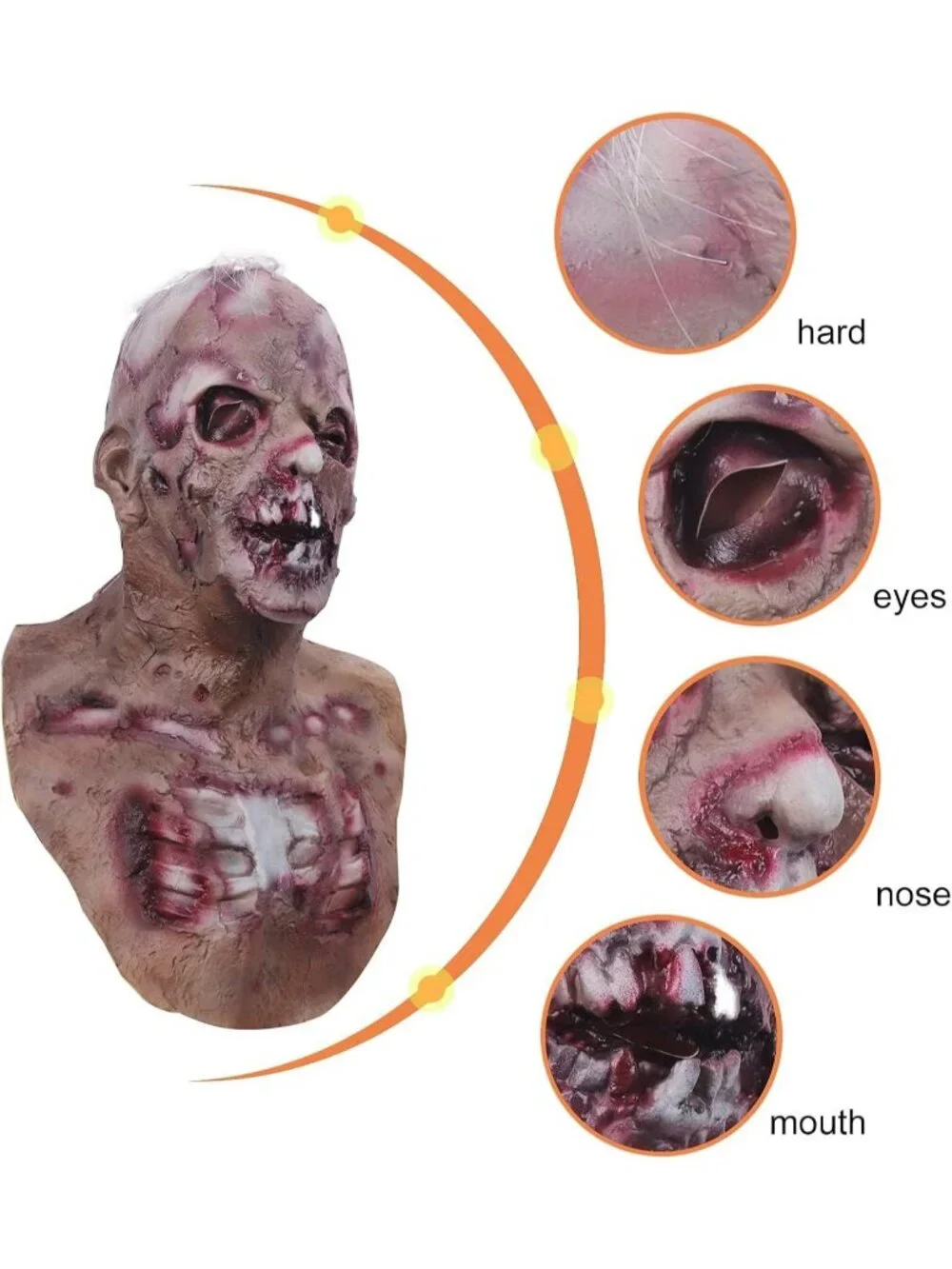 Women's Scary Zombie Head Vampire Horror Creepy Costume Latex Halloween Mask